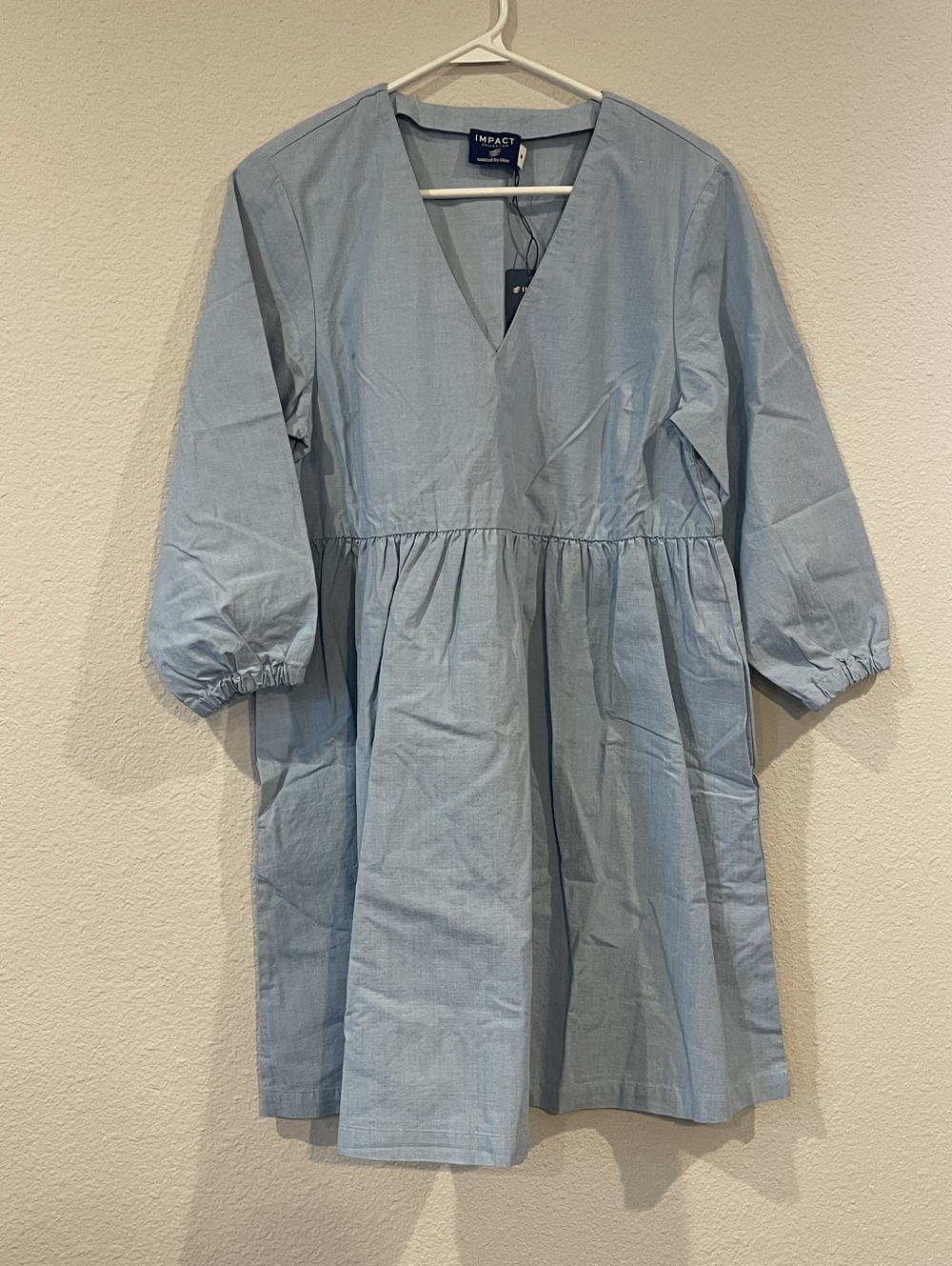 NWT United By Blue Impact Collection Womens Blue Tiered Long Sleeve Mini Dress